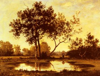 裡昂 萊歇 Figure beside a Pool in a wooded Landscape 裡昂 萊歇 Figure beside a Pool in a wooded Landscape